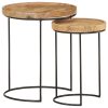 2 Piece Coffee Table Set and Steel – Solid Mango Wood