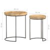 2 Piece Coffee Table Set and Steel – Solid Mango Wood