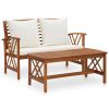 2 Piece Garden Lounge Set Solid Acacia Wood – Brown and White