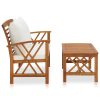 2 Piece Garden Lounge Set Solid Acacia Wood – Brown and White