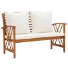 2 Piece Garden Lounge Set Solid Acacia Wood – Brown and White