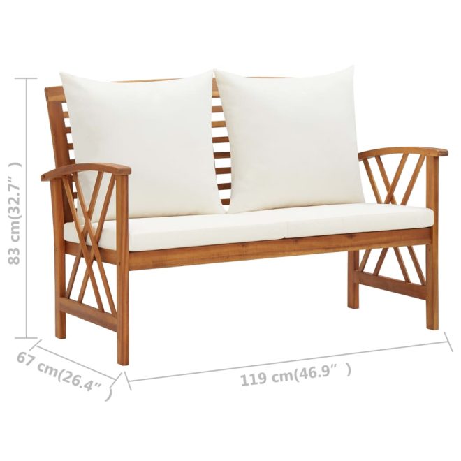 2 Piece Garden Lounge Set Solid Acacia Wood – Brown and White