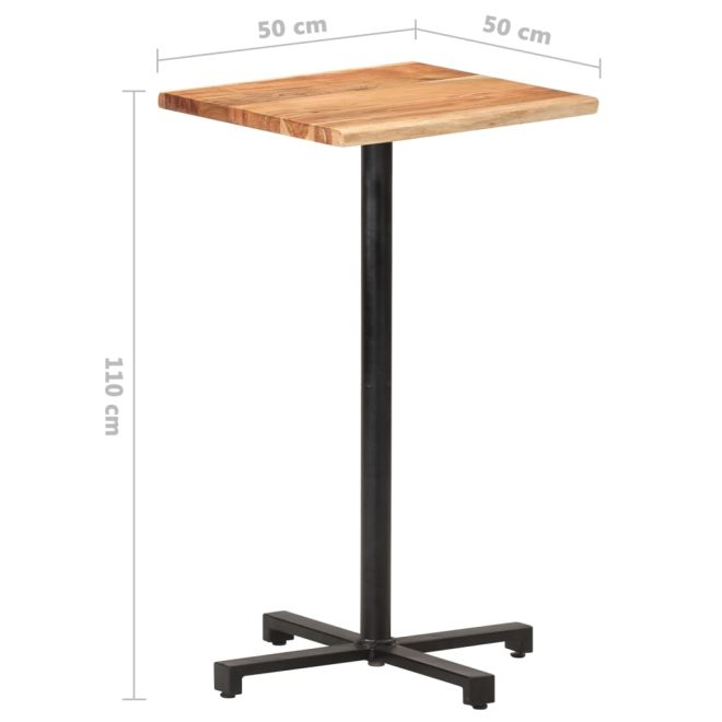 Bistro Table Square – 50x50x110 cm, Live Edge Acacia Wood