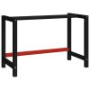 Work Bench Frame Metal Black and Red – 120x57x79 cm, With 1 Bar