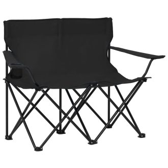 2-Seater Foldable Camping Chair Steel and Fabric