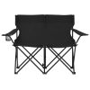 2-Seater Foldable Camping Chair Steel and Fabric – Black