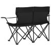 2-Seater Foldable Camping Chair Steel and Fabric – Black