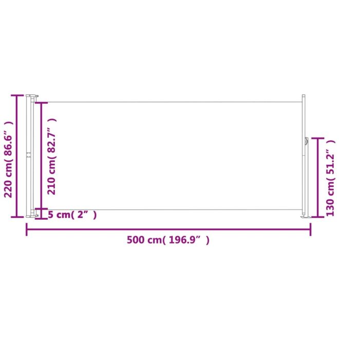 Patio Retractable Side Awning 220x500cm Cream