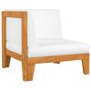 Garden Lounge Set with Cushions Solid Acacia Wood – Cream, Corner + Table