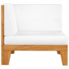 Garden Lounge Set with Cushions Solid Acacia Wood – Cream, Corner + Table