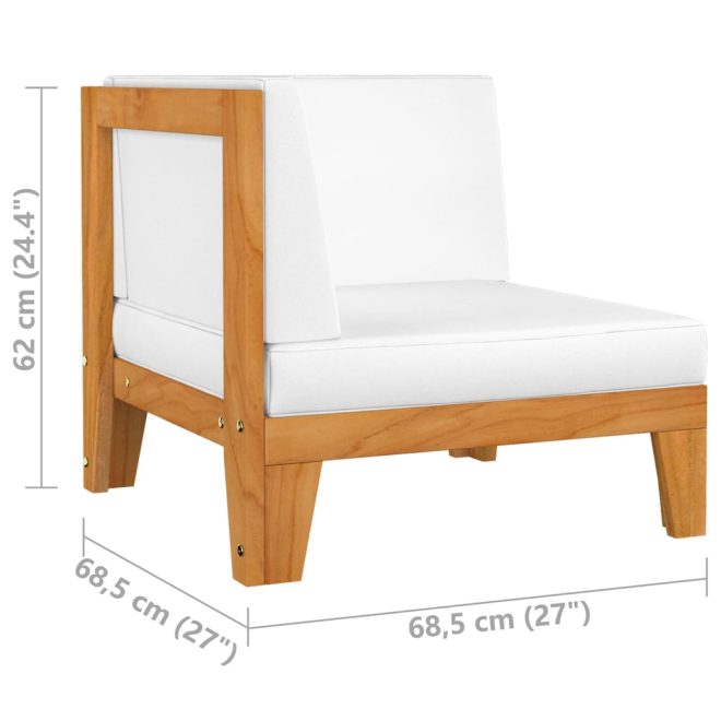 Garden Lounge Set with Cushions Solid Acacia Wood – Cream, Corner + Table