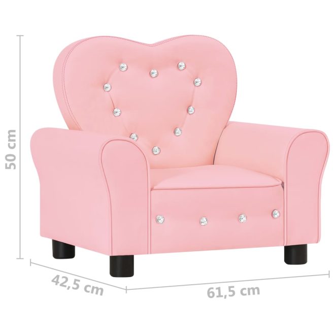 Children Sofa Faux Leather – Pink