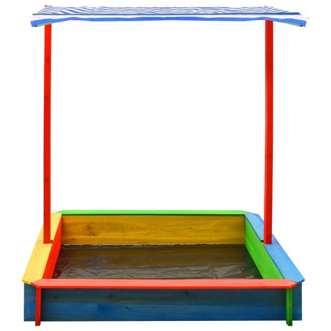 Sandbox with Adjustable Roof Fir Wood Multicolour UV50