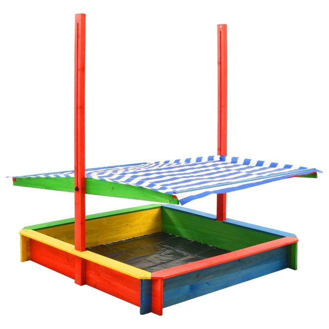 Sandbox with Adjustable Roof Fir Wood Multicolour UV50