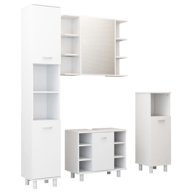 4 Piece Bathroom Furniture Set Engineered Wood – White