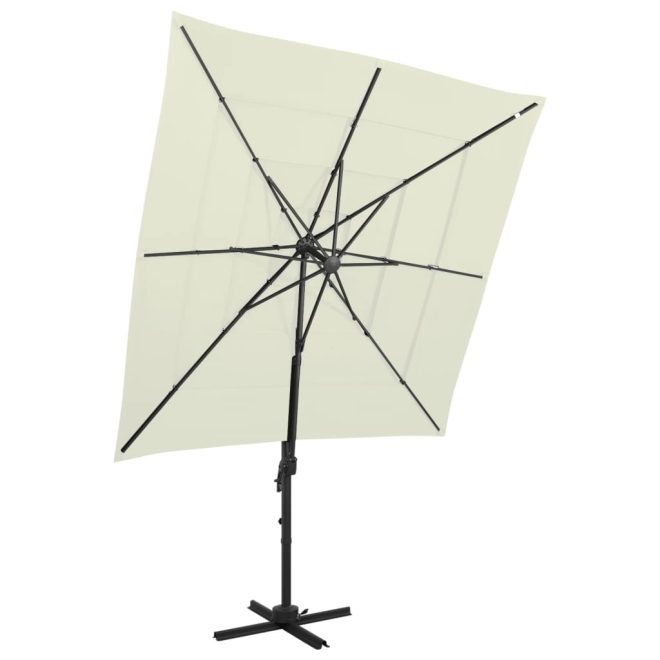 4-Tier Parasol with Aluminium Pole 250×250 cm – Sand