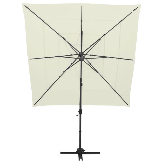 4-Tier Parasol with Aluminium Pole 250×250 cm – Sand