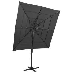 4-Tier Parasol with Aluminium Pole 250×250 cm – Anthracite