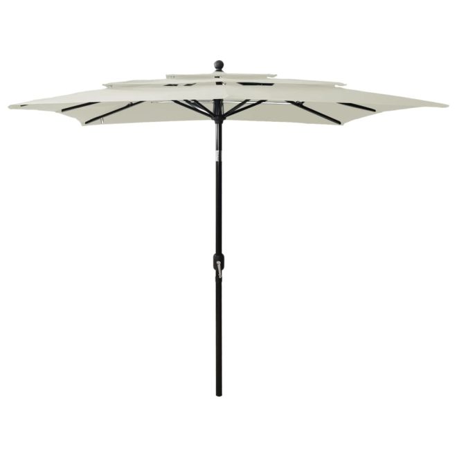 3-Tier Parasol with Aluminium Pole – 2.5×2.5 m, Sand