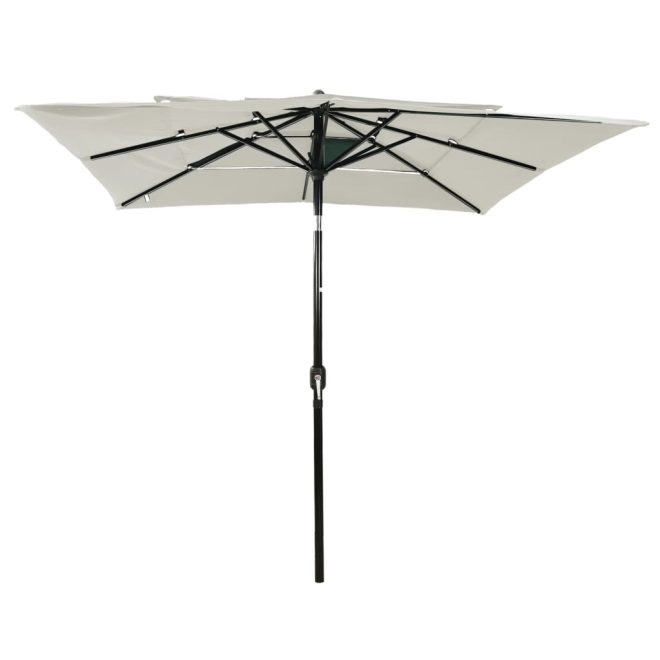 3-Tier Parasol with Aluminium Pole – 2.5×2.5 m, Sand