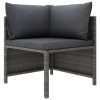 Sectional Sofa with Cushions Poly Rattan – Grey, Corner Sofa