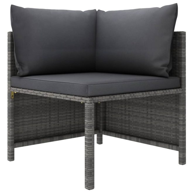 Sectional Sofa with Cushions Poly Rattan – Grey, Corner Sofa