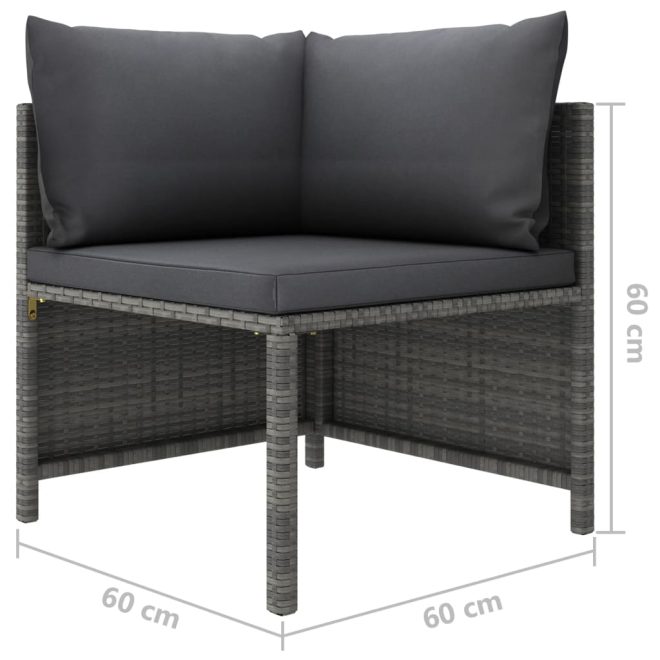 Sectional Sofa with Cushions Poly Rattan – Grey, Corner Sofa