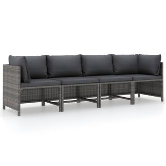 Sectional Sofa with Cushions Poly Rattan