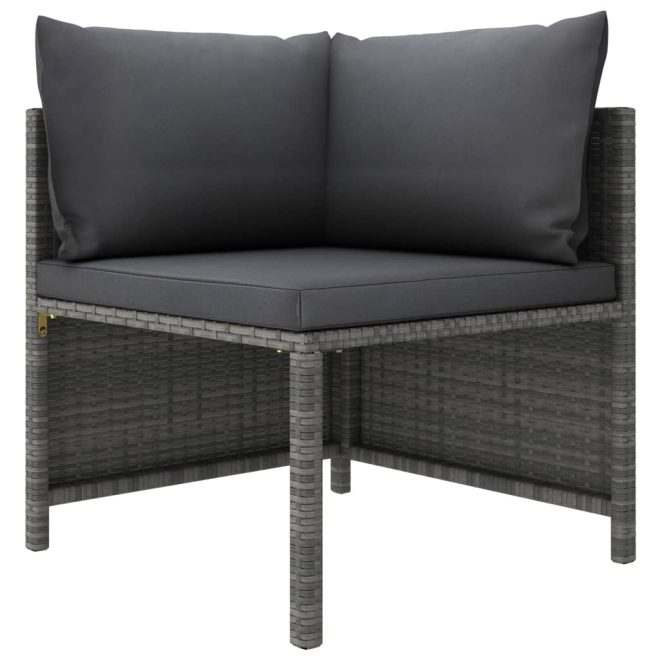 Sectional Sofa with Cushions Poly Rattan – Grey, 4-Seater