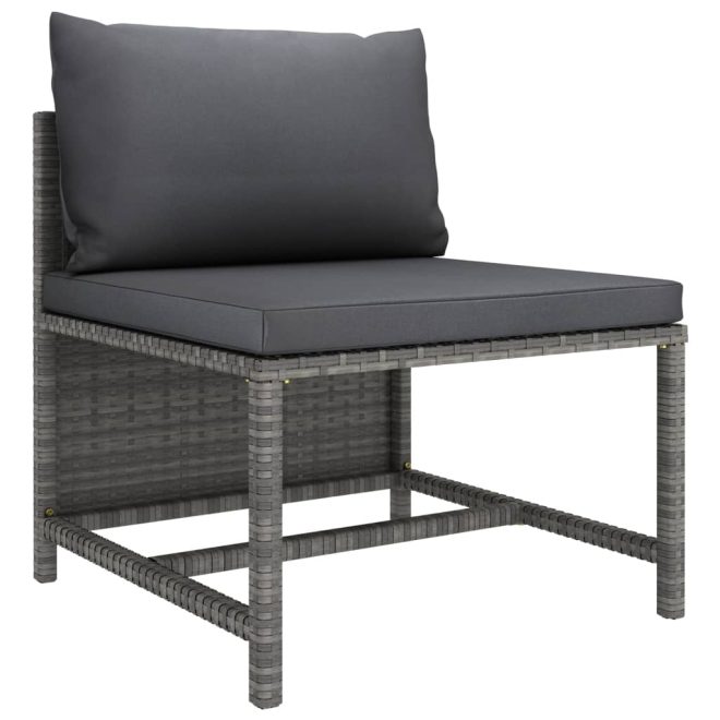 Sectional Sofa with Cushions Poly Rattan – Grey, 4-Seater