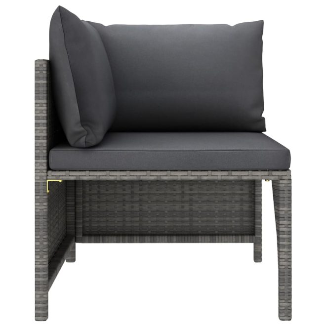 Sectional Sofa with Cushions Poly Rattan – Grey, 4-Seater