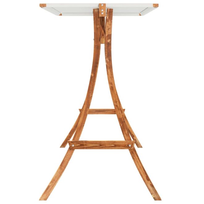 Swing Frame with Roof Solid Bent Wood with Teak Finish – Cream