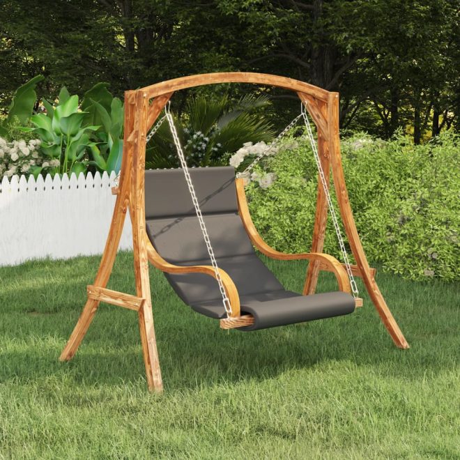 Swing Chair with Cushion Bent Wood with Teak Finish – Anthracite