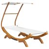 Outdoor Lounge Bed with Canopy Solid Bent Wood – 100x190x134 cm, Cream