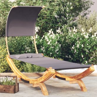 Outdoor Lounge Bed with Canopy Solid Bent Wood