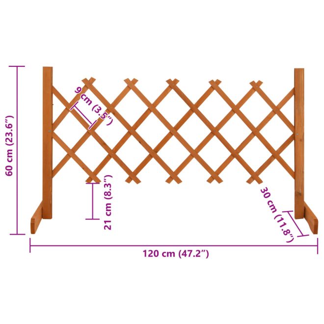 Garden Trellis Fence Solid Firwood – 120×60 cm, Orange