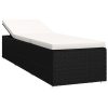 3 Piece Garden Sun Loungers with Tea Table Poly Rattan – Black and White