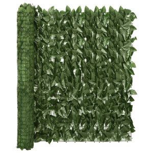 Balcony Screen with Leaves – 300×100 cm, Dark Green