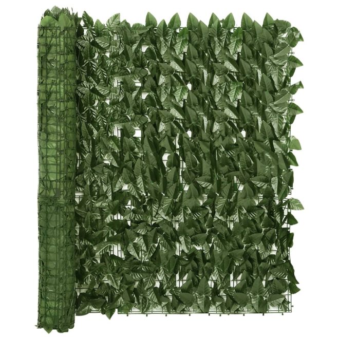 Balcony Screen with Leaves – 300×100 cm, Dark Green