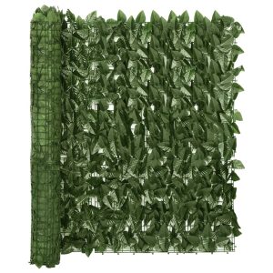 Balcony Screen with Leaves – 600×100 cm, Dark Green