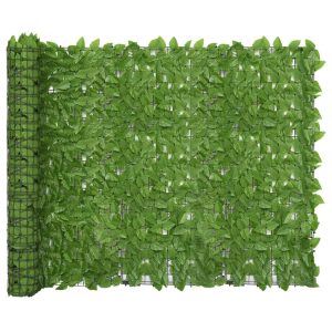 Balcony Screen with Leaves – 400×150 cm, Green