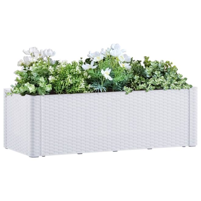 Garden Raised Bed with Self Watering System 100x43x33 cm – White