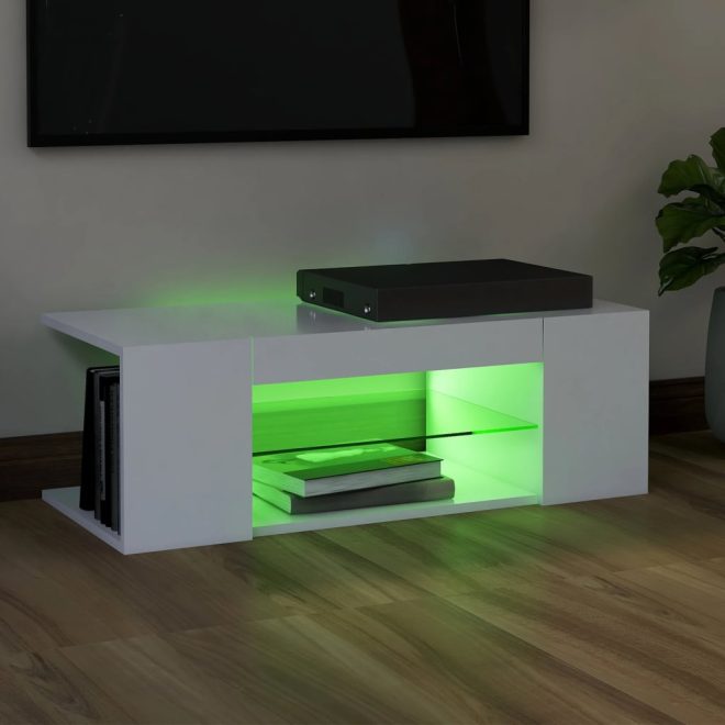 Catonsville TV Cabinet with LED Lights 90x39x30 cm – White