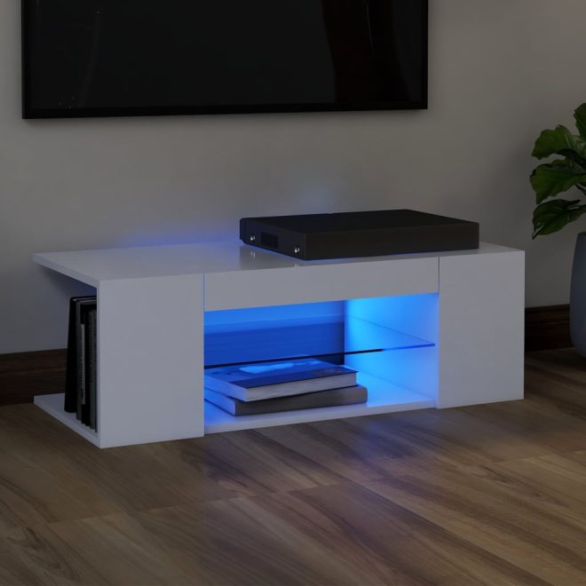 Catonsville TV Cabinet with LED Lights 90x39x30 cm – White