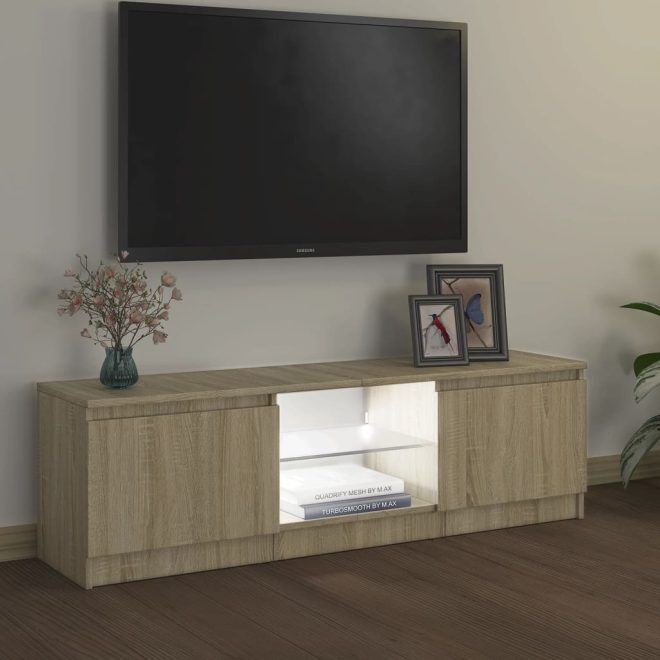 Blackfoot TV Cabinet with LED Lights – 120x30x35.5 cm, Sonoma oak