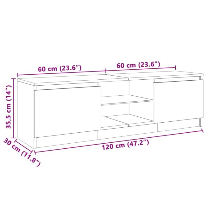 Blackfoot TV Cabinet with LED Lights – 120x30x35.5 cm, Sonoma oak