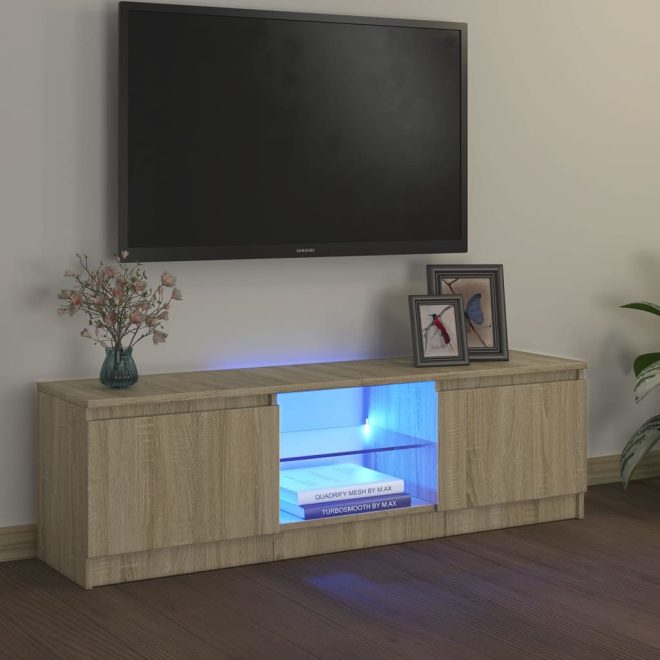 Blackfoot TV Cabinet with LED Lights – 120x30x35.5 cm, Sonoma oak