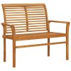 Garden Bench with Cushion 112 cm Solid Teak Wood – Beige