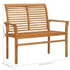 Garden Bench with Cushion 112 cm Solid Teak Wood – Beige