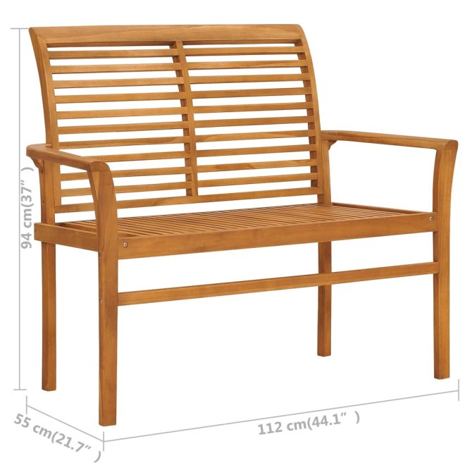 Garden Bench with Cushion 112 cm Solid Teak Wood – Beige